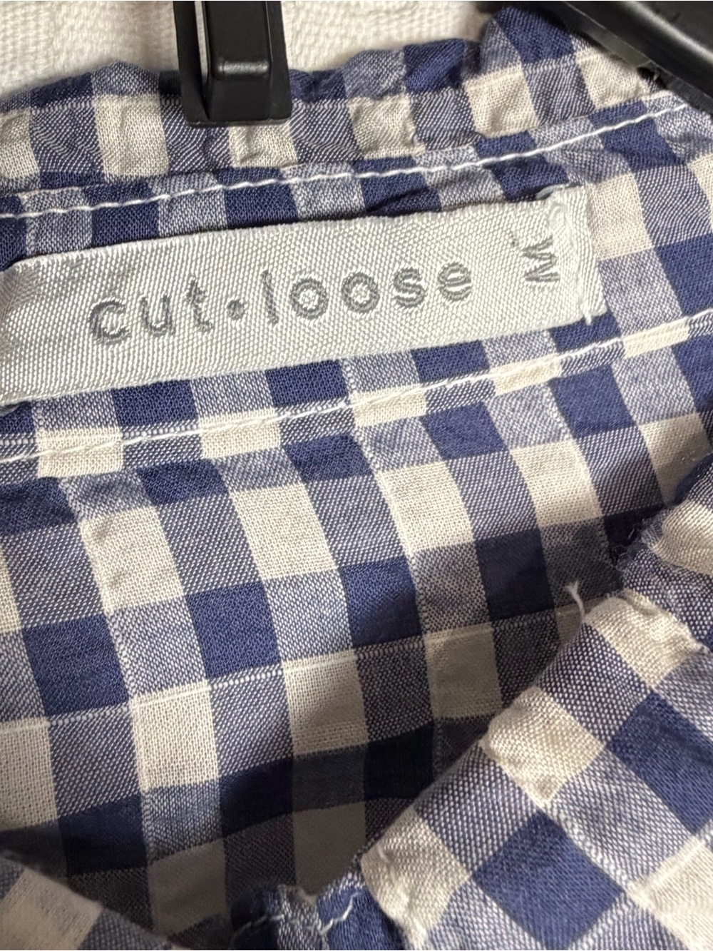 Cut Loose Womens M Blue White Gingham Crinkle Button-Up Tunic Top Lagenlook - Picture 3 of 9